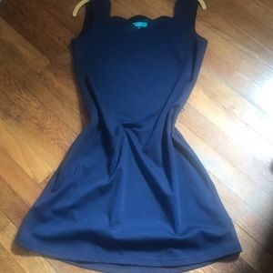 Basic navy a- line dress with scallop neck